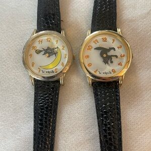 Le Witch Witch Design Black Strap pair of Watches